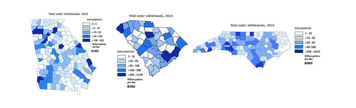 Water use data for Georgia, South Carolina, and North Carolina, 2010