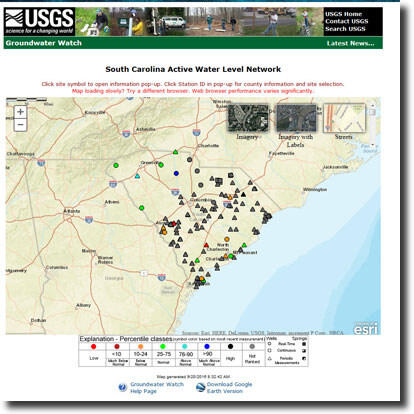 USGS Groundwater Watch Active Well network for Ga., NC, and SC.