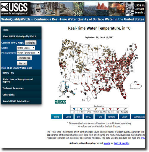 WaterQuality Watch - View real-time water-quality data using maps, graphs, and tables. 