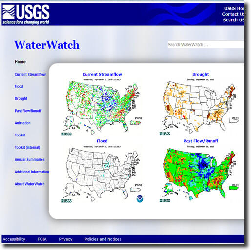 WaterWatch - Use maps, charts, and tables to view USGS water data.