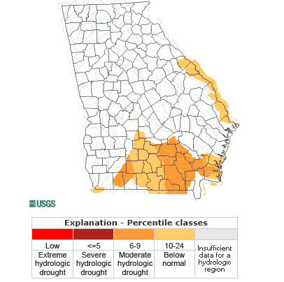 DroughtWatch for Georgia, from USGS WaterWatch