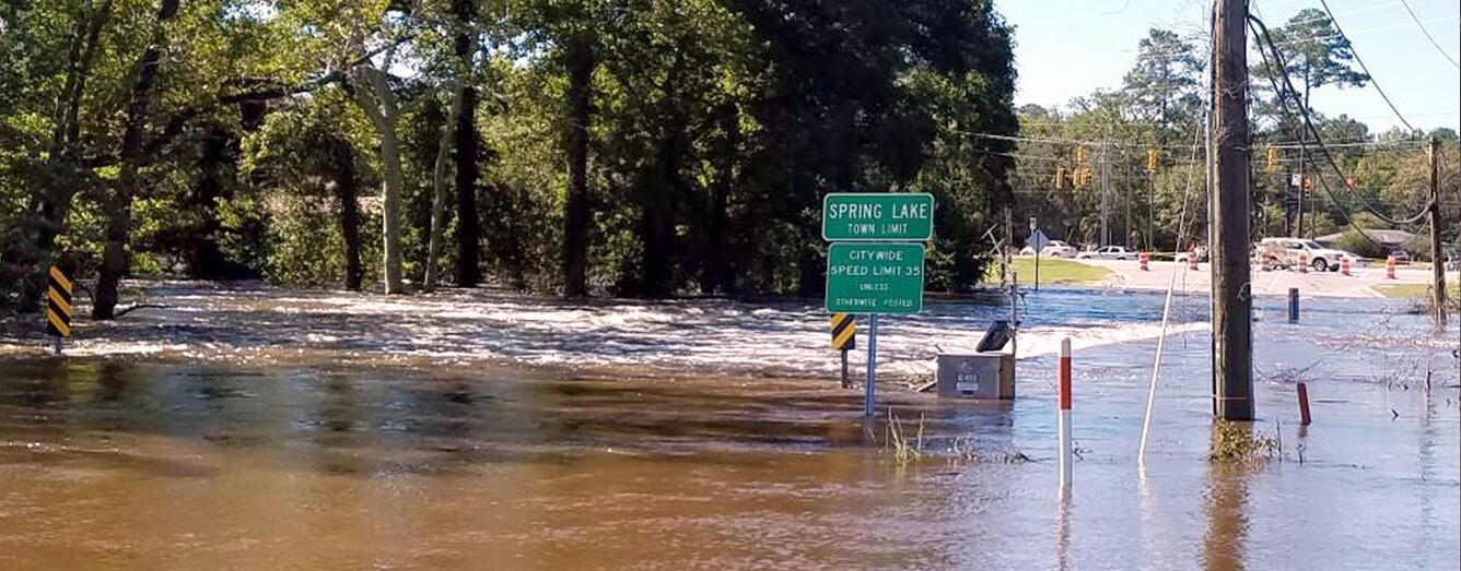 Heavy rains from Hurricane Matthew, Oct 2016, causes record flooding on the Little River, Spring Lake, NC