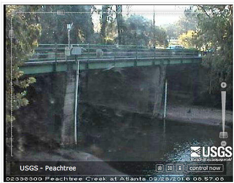 Live webcam video at Peachtree Creek at Atlanta (02336300)