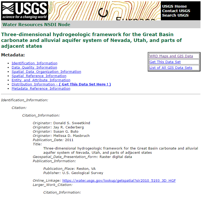 Screen shot of NSDI node for SIR 2010-5193