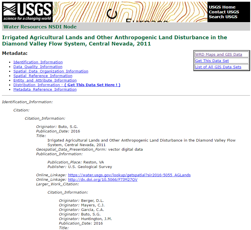 Screen shot of NSDI node for SIR 2016-5055