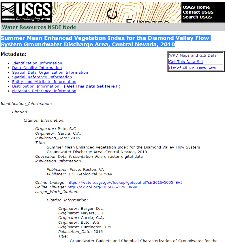 Screen shot of NSDI node for SIR 2016-5055