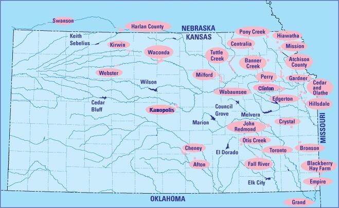 Map of all the reservoir sediment sites going on in Kansas