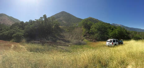 View of Flat Canyon site after trench is backfilled with dirt. Photo by Scott Bennett, 2014.