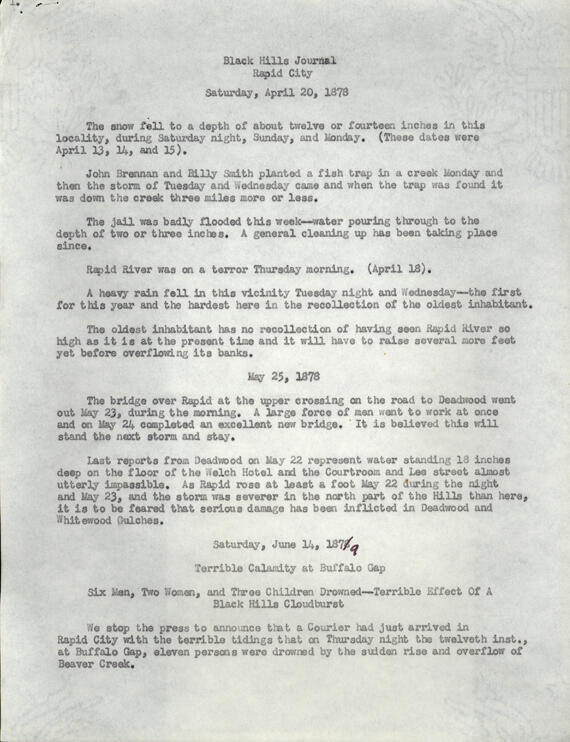 Black Hills Journal (Apr. 20, 1878) Page 1