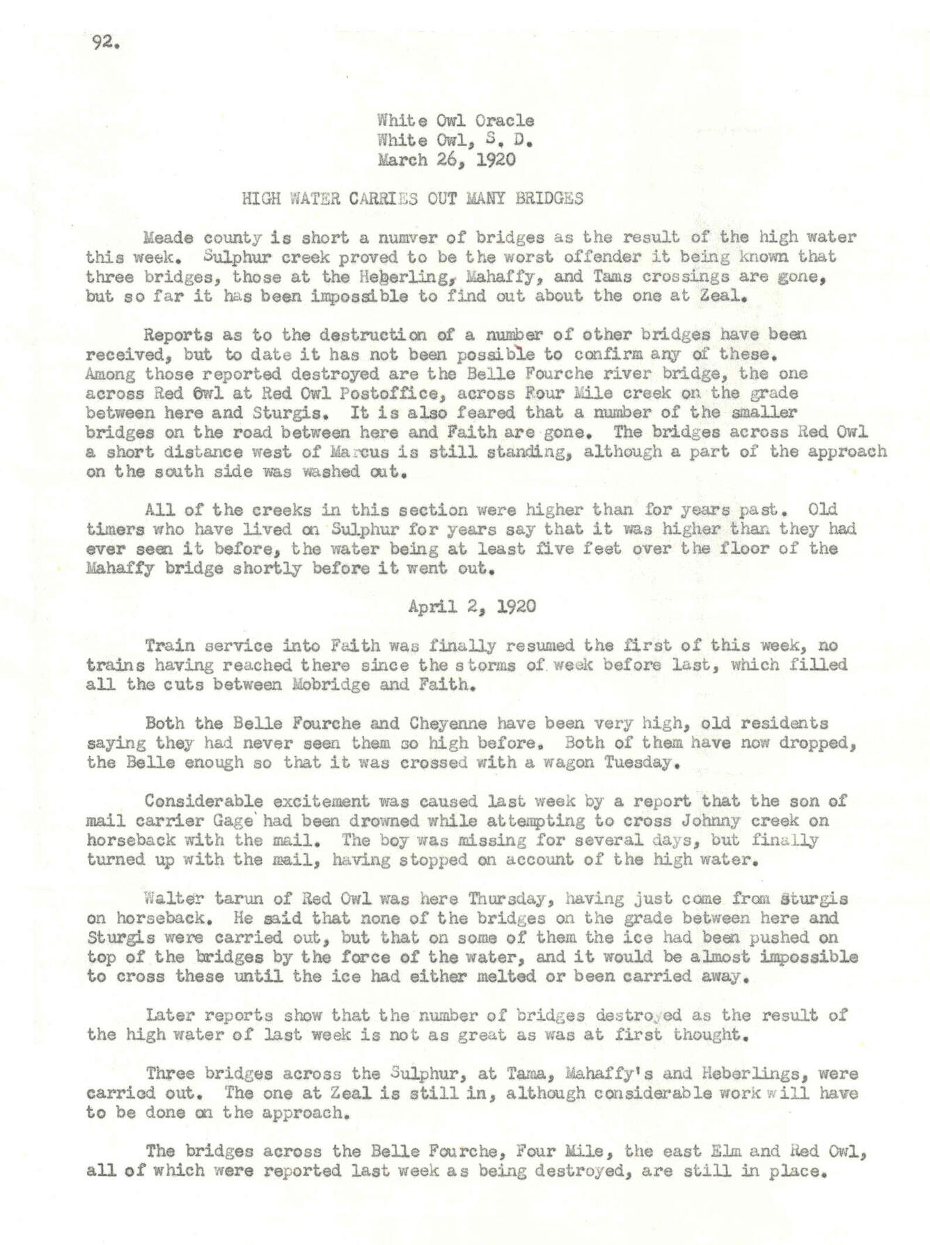 White Owl Oracle (Mar. 26, 1920) Page 92