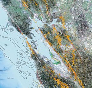 Earthquakes and Faults in the San Francisco Bay Area map