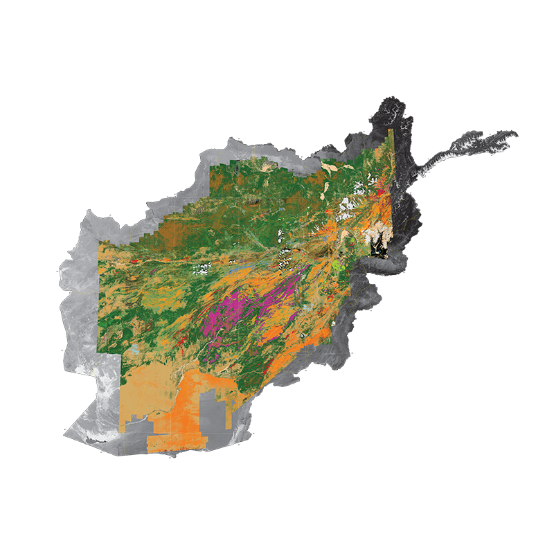 Surface Materials Map of Afghanistan: Carbonates, Phyllosilicates, Sulfates, Altered Minerals, and Other Materials