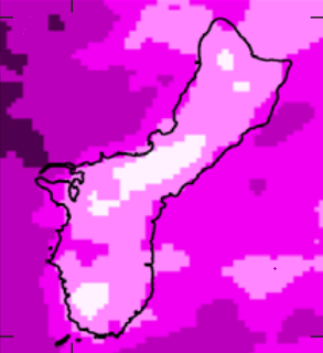 Simulated change in rainfall on Guam