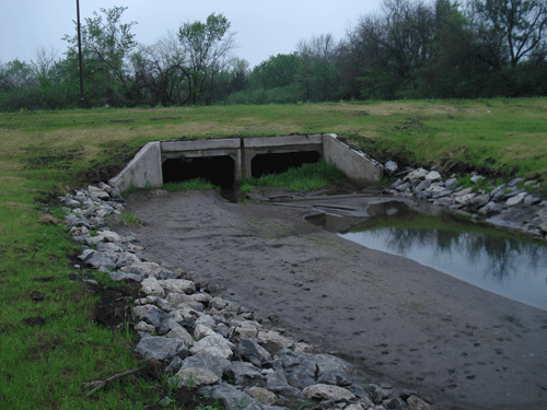 eroded sediment in water culvert