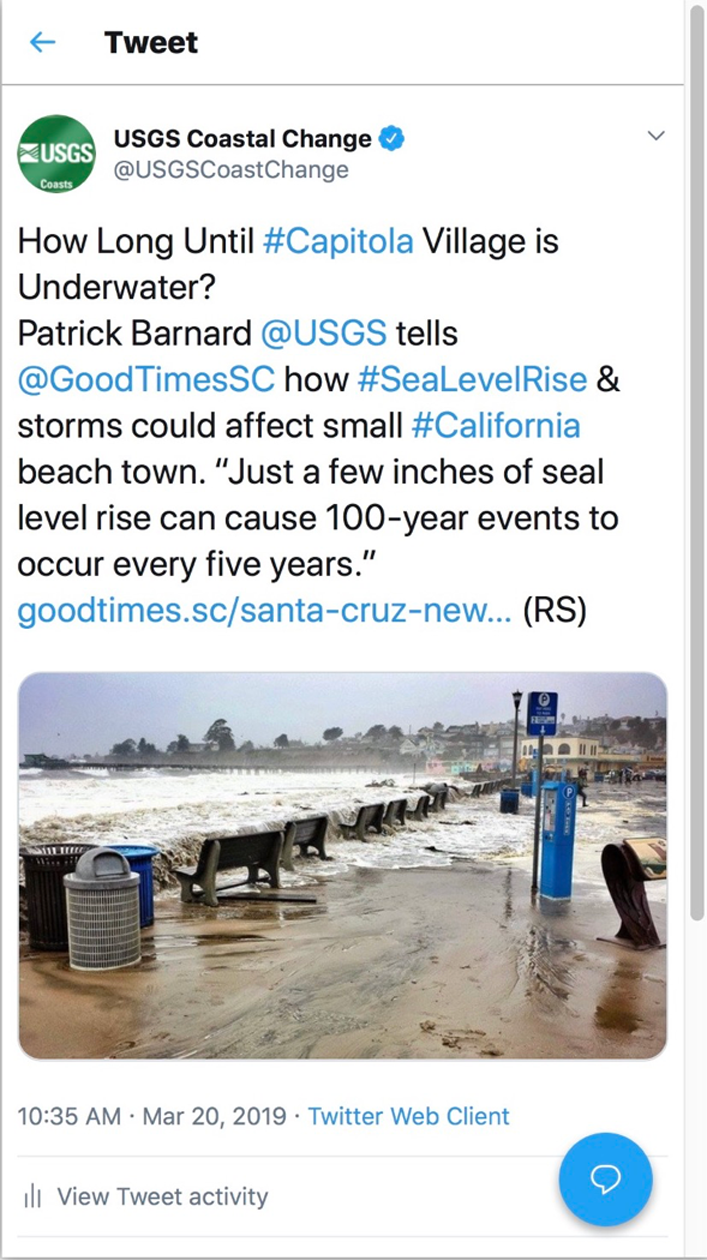 How Long Until Capitola Village is Underwater? Screen shot of Social Media post