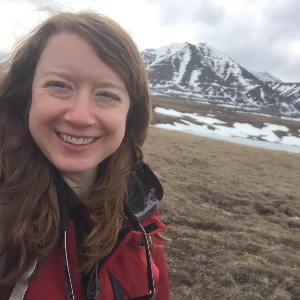 Photo of Mary-Cathrine (MC) Leewis conducting field work in Anaktuvuk Pass, Alaska