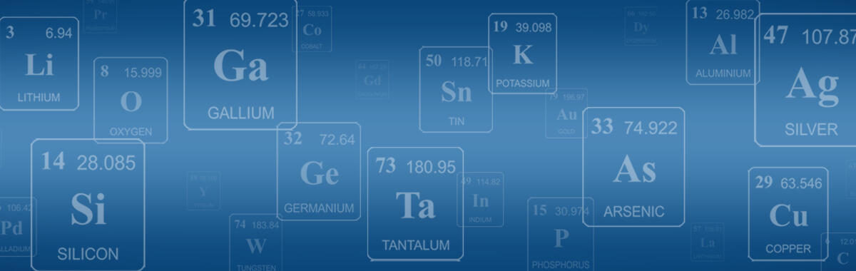 An illustrative graphic showing some elements from the periodic table