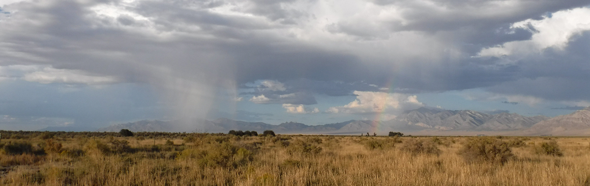 Rainbow and cloud burst in southern Nevada