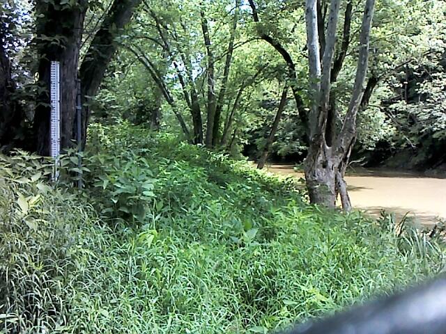 Black River at Elyria, OH - staff plate on river bank