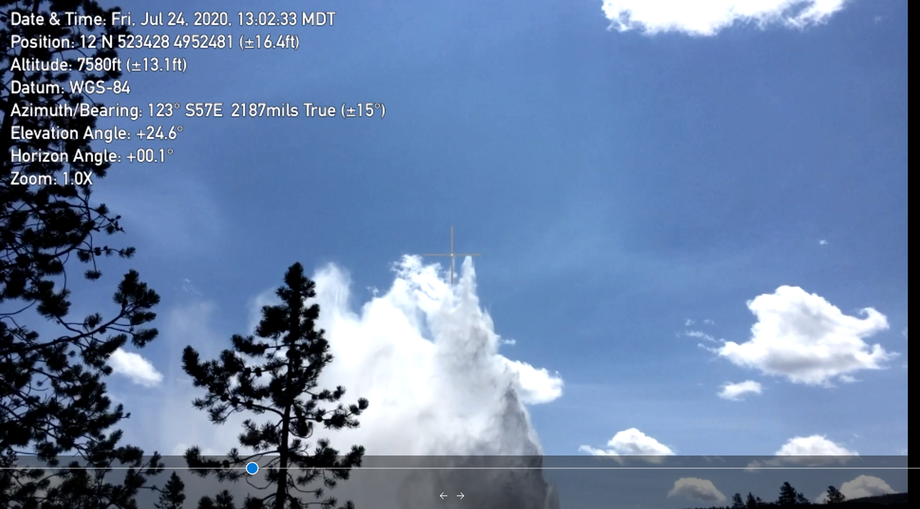 Using a rangefinder to determine the height of Steamboat Geyser