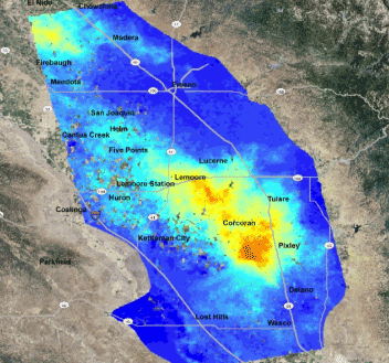 Land elevation change in the northern San Joaquin Valley, CA