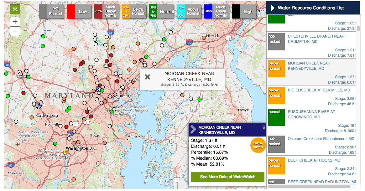 MD Surface Water Conditions Screenshot