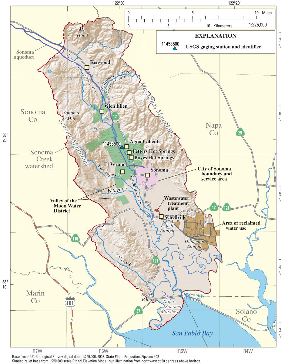 Map showing Sonoma Creek