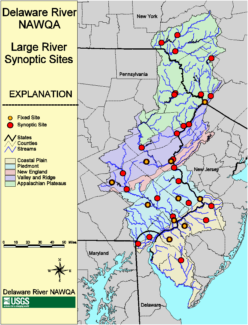 Map of Delaware River Basin Synoptic Sites