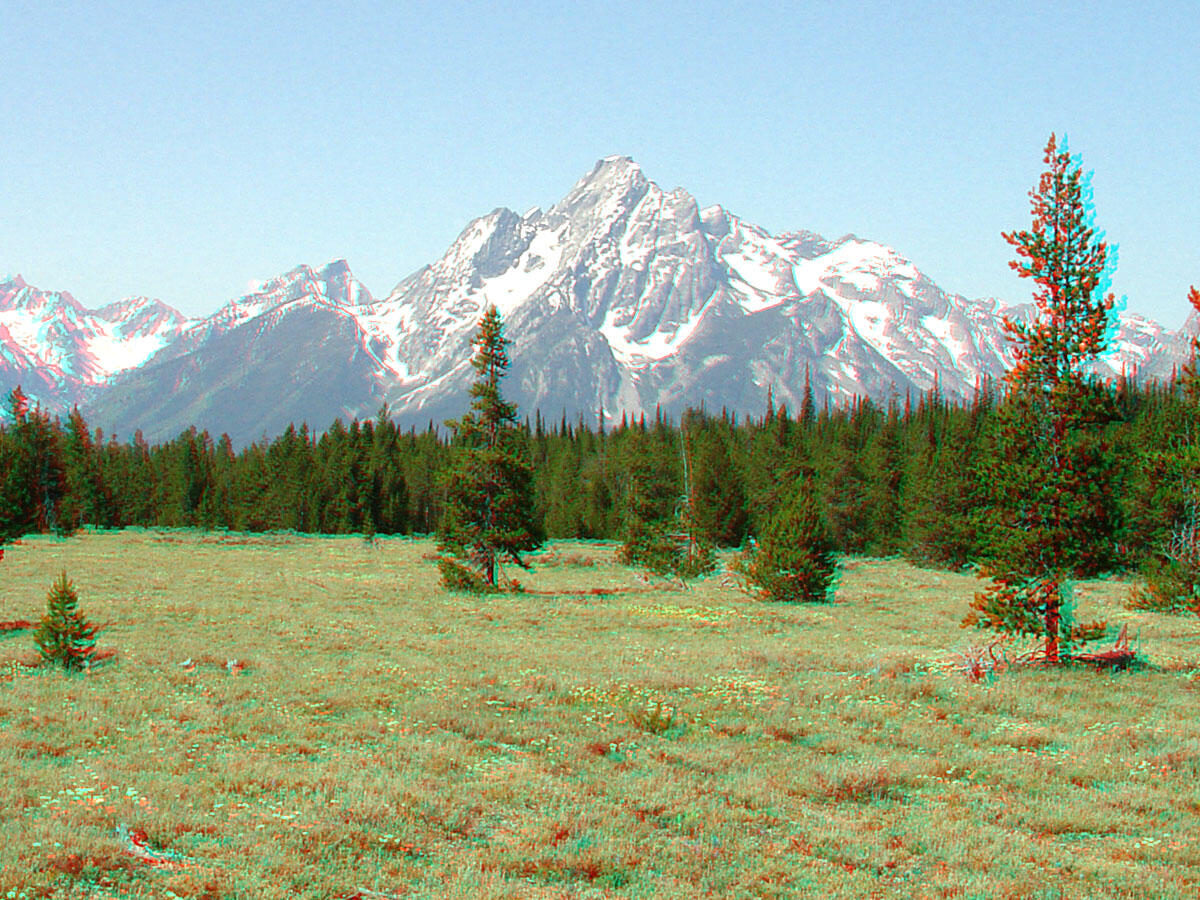 3D view of snow covered Mount Moran