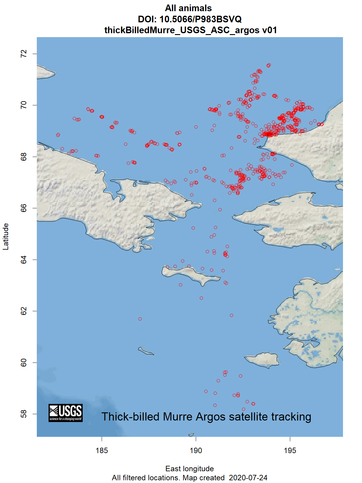 Argos Wildlife Tracking Thick-billed Murres - where