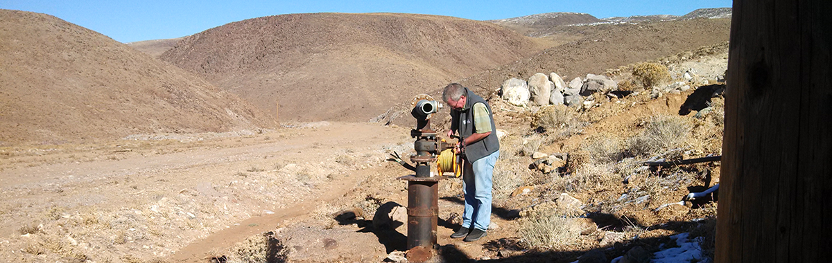 Measuring a well near the Tracy Segment Hydrographic Area, Nevada