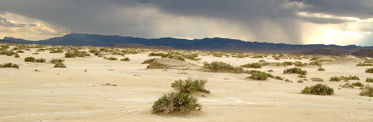 Thunderstorm over mountain range in Tule Valley, Nev.