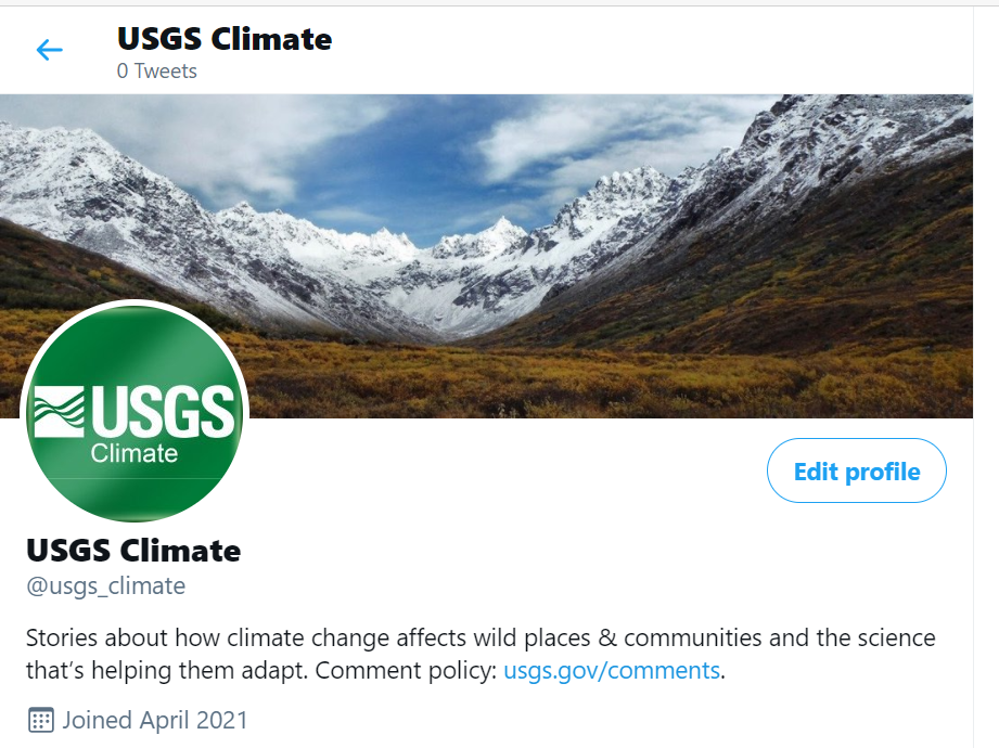 USGS_Climate Twitter home screen