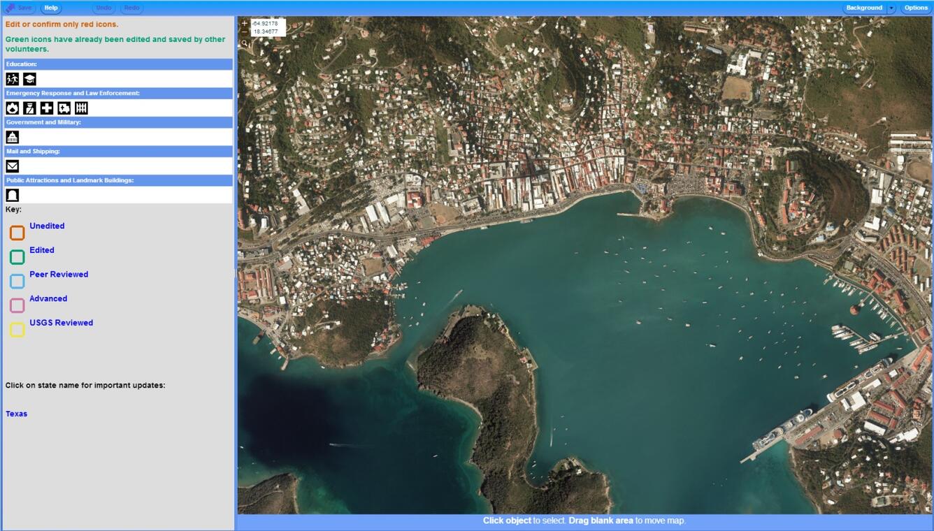 Screen shot of The National Map Corps editor webpage