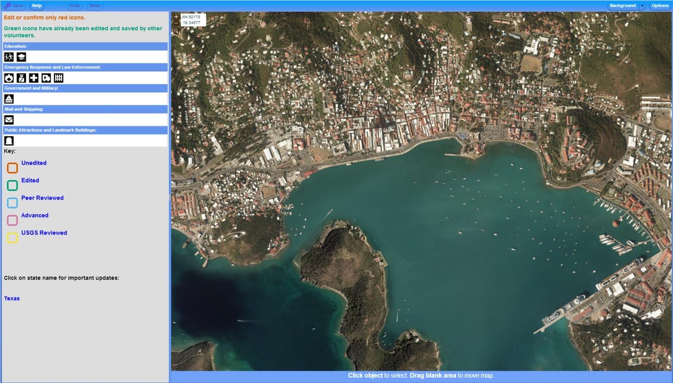 Screen shot of The National Map Corps editor webpage