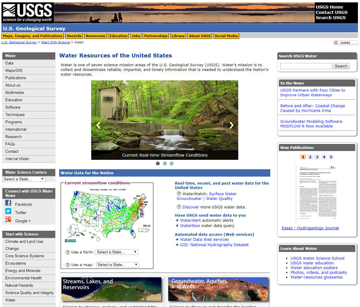 USGS Water Resources Mission Area home page