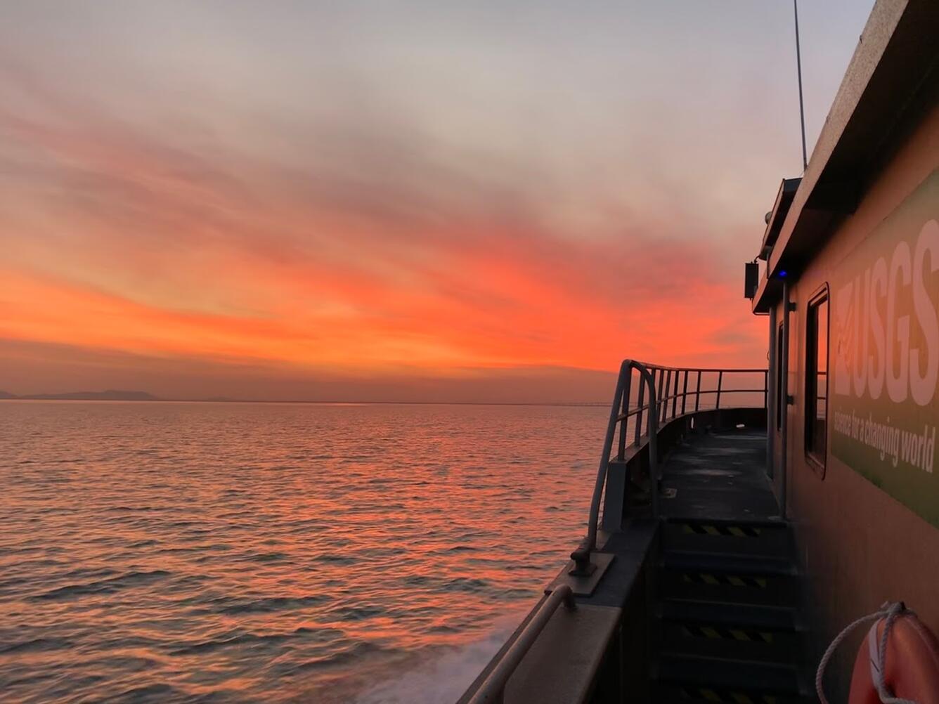 Sunset in the San Francisco Bay aboard the R/V Peterson.