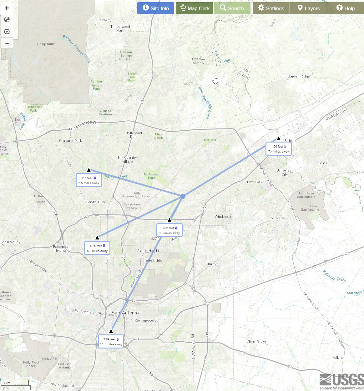 Screenshot of the Texas water on-the-go app