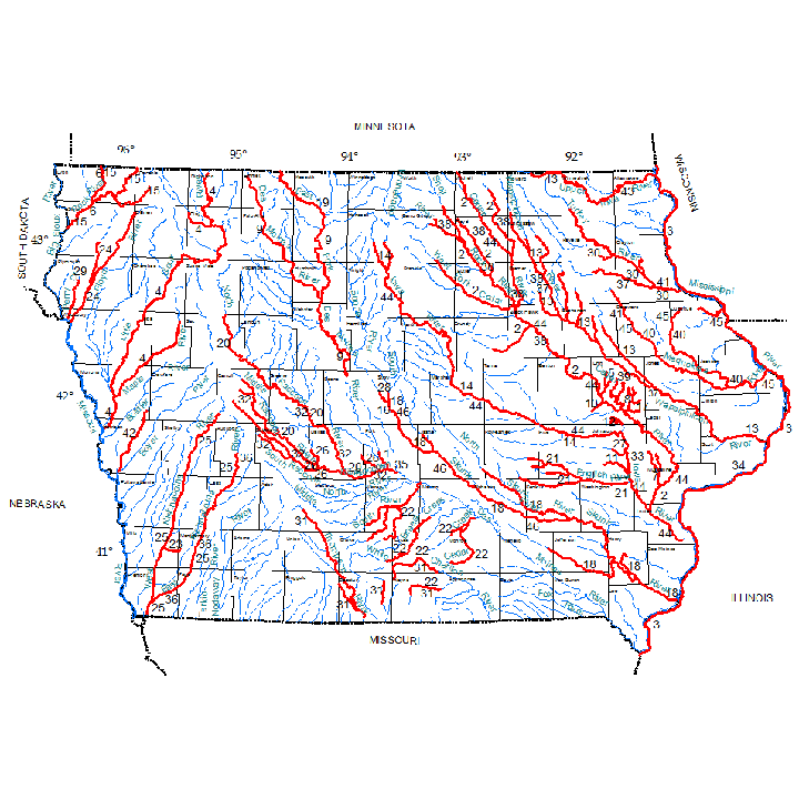 Map of Iowa Flood-Profile Reports