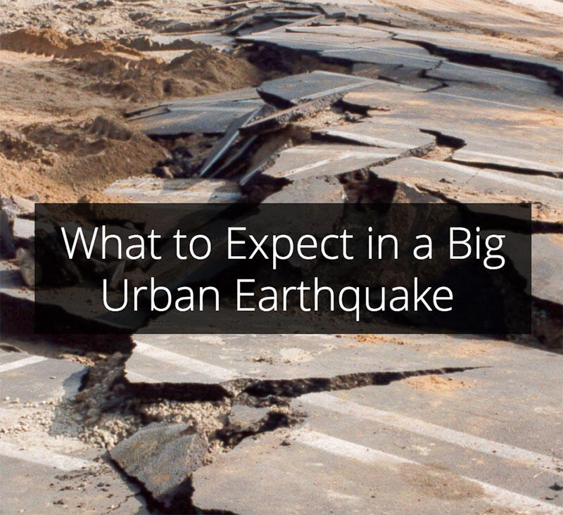Home page of "What to Expect in a Big Urban Earthquake" geonarrative.