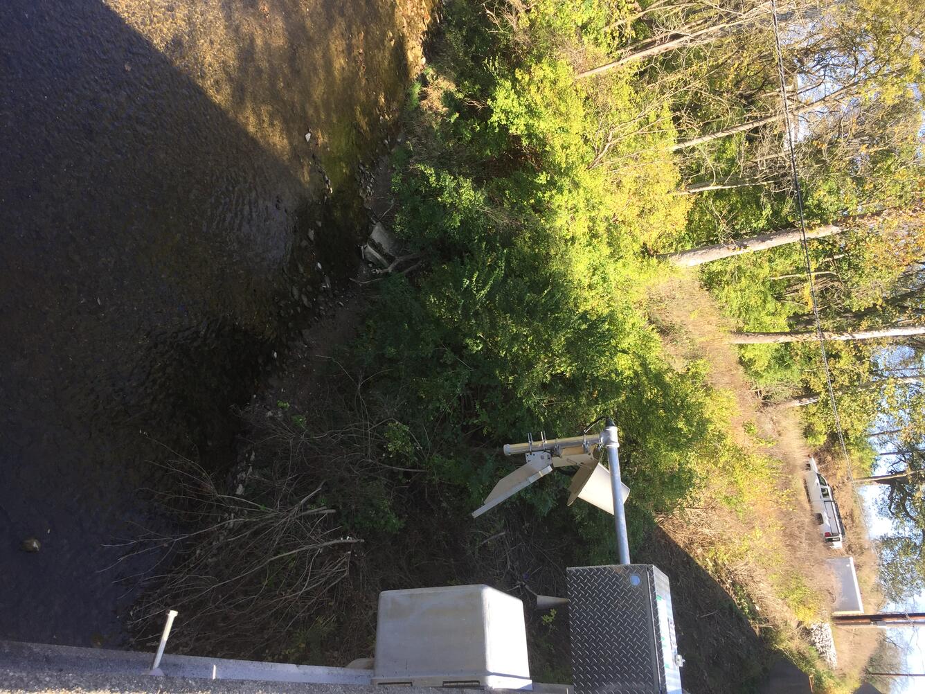 East Fork Whitewater River at Richmond IN - side view of the gage