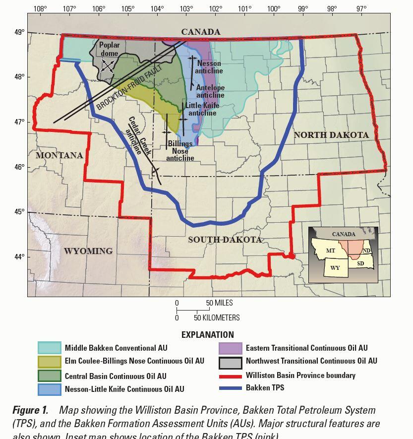 2008 Williston basin province assessment units graphic