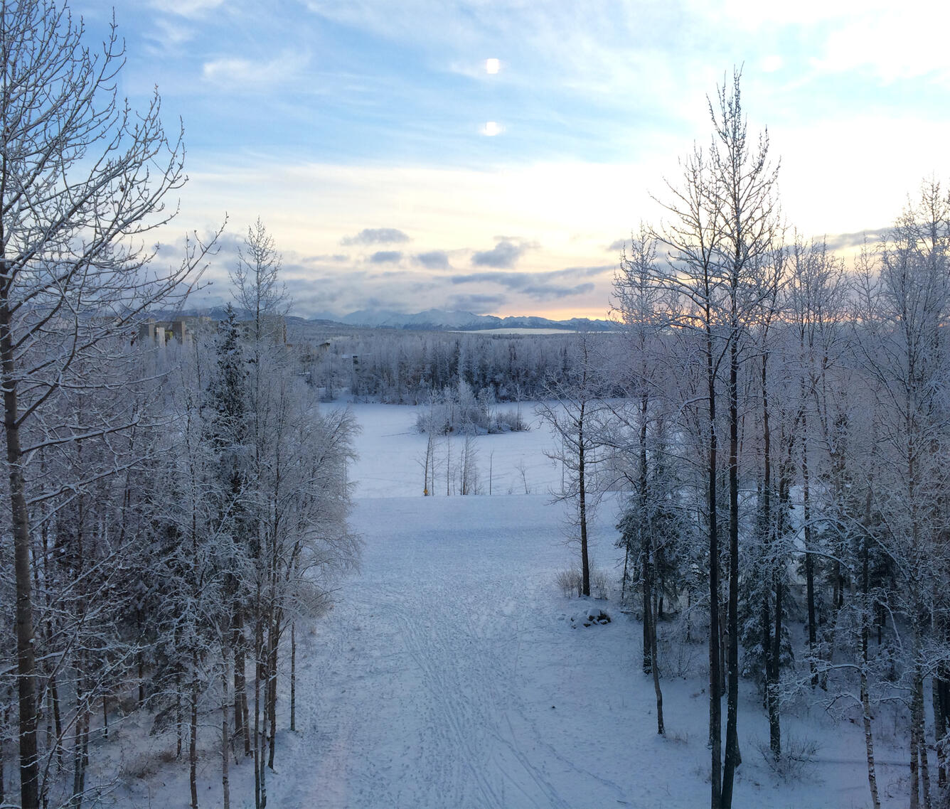 The view of University Lake from the Alaska Science Center in Anchorage