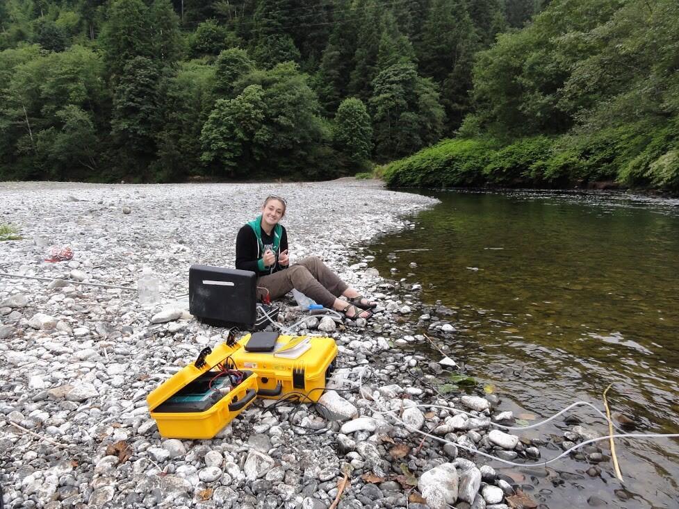 Scientist collecting water samples in Rocky Mountain National Park.
