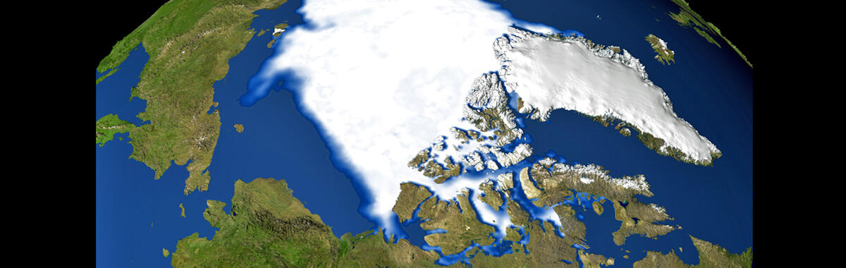 Satellite photo of the North Pole area, showing ice extent