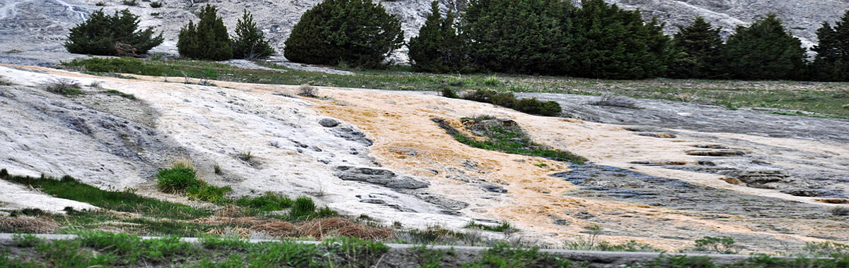Water running over the landscape after a heavy storm.