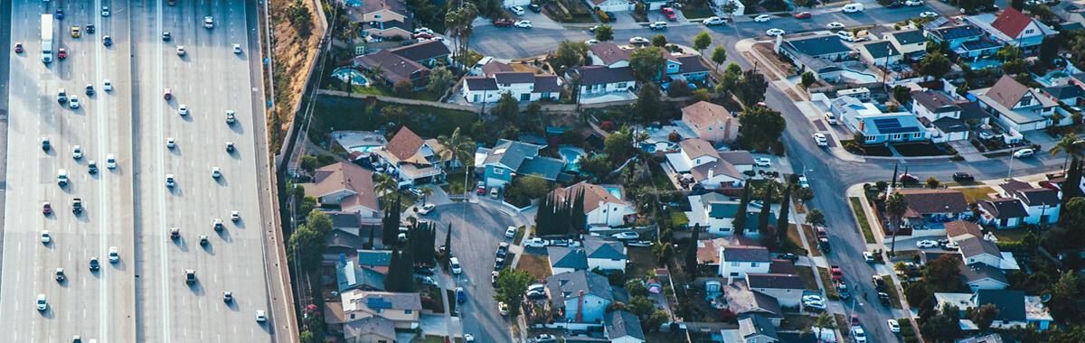 Large roads and housing complexes: Lots of impervious surfaces