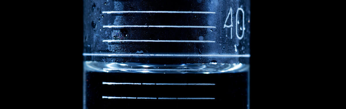 Water meniscus in graduated cylinder