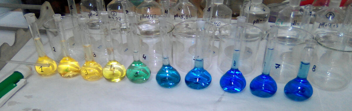 Vials representing pH changes in water 