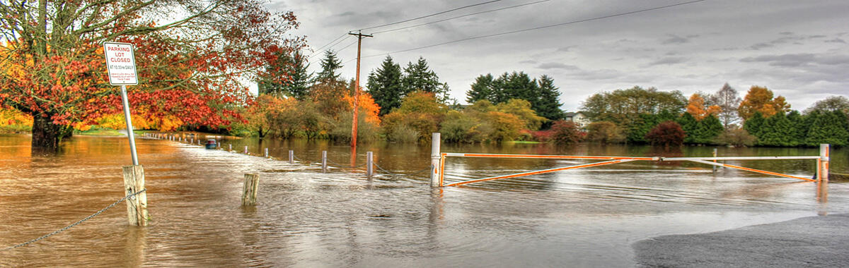 A flooded road